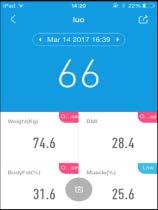 ábra) Week(kg): megmutatja a jelenlegi súlyadat és az elmúlt heti mérések átlagának különbségét kg-ban BMI: jelenlegi BMI index Target(kg): a jelenlegi súlyadat és a cél testsúly közötti különbség +