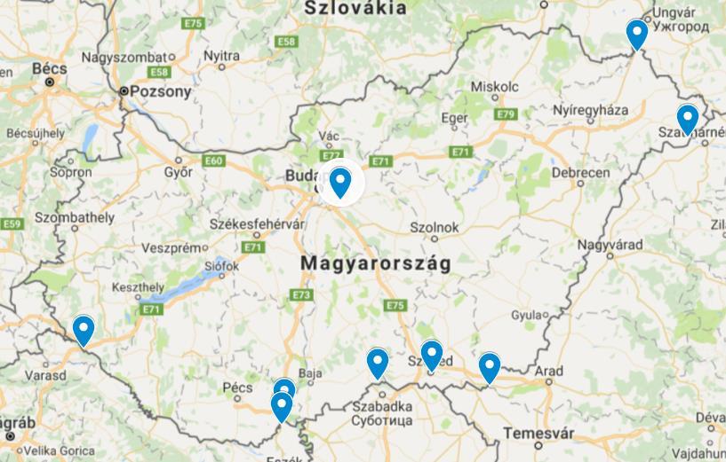 1. sz. ábra: A kutatás helyszínei. Szerkesztette: dr. jur. Székely Zoltán.