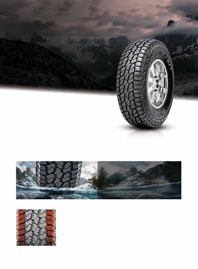 MINDEN TEREPEN HASZNÁLHATÓ GUMIABRONCS KISTEHERAUTÓKHOZ ÉS SUV-OKHOZ TERRAMAX A/T Az ÚJ Terramax A/T 3PMS kiváló vonóerőt biztosít SUV-k, furgonok és kisteherautók számára, úton és terepen egyaránt.