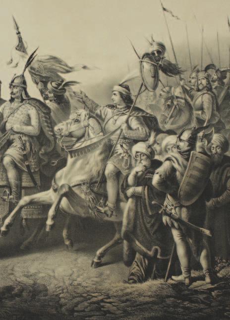 A Hunyadi-ház diadalünnepe Vizkelety Béla rajza nyomán metszette Franz Kollarz. Vízkelety Béla (1825 1864) a Nemzeti Színház jelmeztervezœje volt.