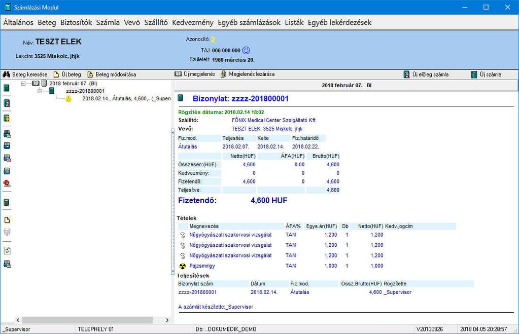 3.10.9. Függőleges Toolbar / Átlépés a számlázási modulba A Számlázási alrendszert indítja ez a funkció átadva a kiválasztott megjelenés adatait. 3.10.10. Függőleges Toolbar / Kórlap átkapcsolása megjelenések között A megjelenés fában éppen kijelölt kórlapot a megjelenő listából kiválasztott megjelenésre kapcsolja.