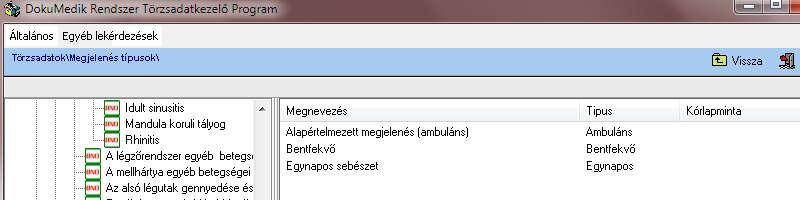 6.35. Szerződés típusa adatai A partner szerződés programban a szerződések csoportosításához használt adatok karbantartási funkció (pl. Alapszűrés, Foglalkozás egészségügyi stb.). 6.36.