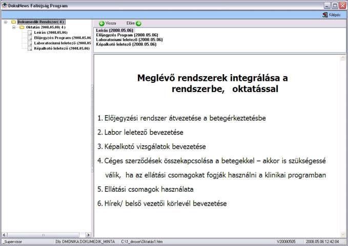 Utána pedig megjelenik a Hírek program fő ablaka, ahol a bal oldali fán kiemelt betűtípussal jelennek meg az olvasatlan dokumentumok.