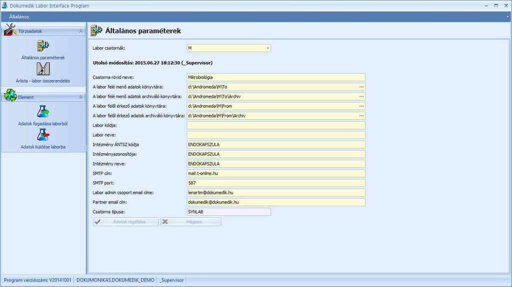 15. Labor Interface program A Labor Interface Program képes küldeni a labor kéréseket elektronikus formában a külső labornak és fogadni szintén elektronikus formában az eredményeket,