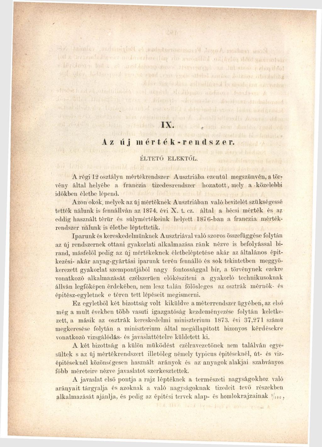 IX. A z li j 111 ő rték-rendsze r. ÉLTETŐ ELEKTŐL.