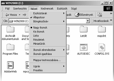 A gördítősávon elhelyezkedő két nyíl közötti szürke terület az ablakban lévő információk teljes kiterjedését szimbolizálja.