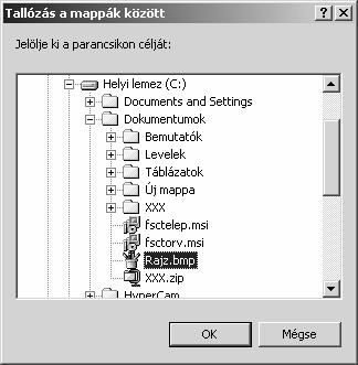 A megjelenő Tallózás a mappák között ablakban határozzuk meg a program vagy fájl helyét, majd az OK gombbal térjünk vissza a Parancsikon