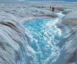 Meltwater flowing from the