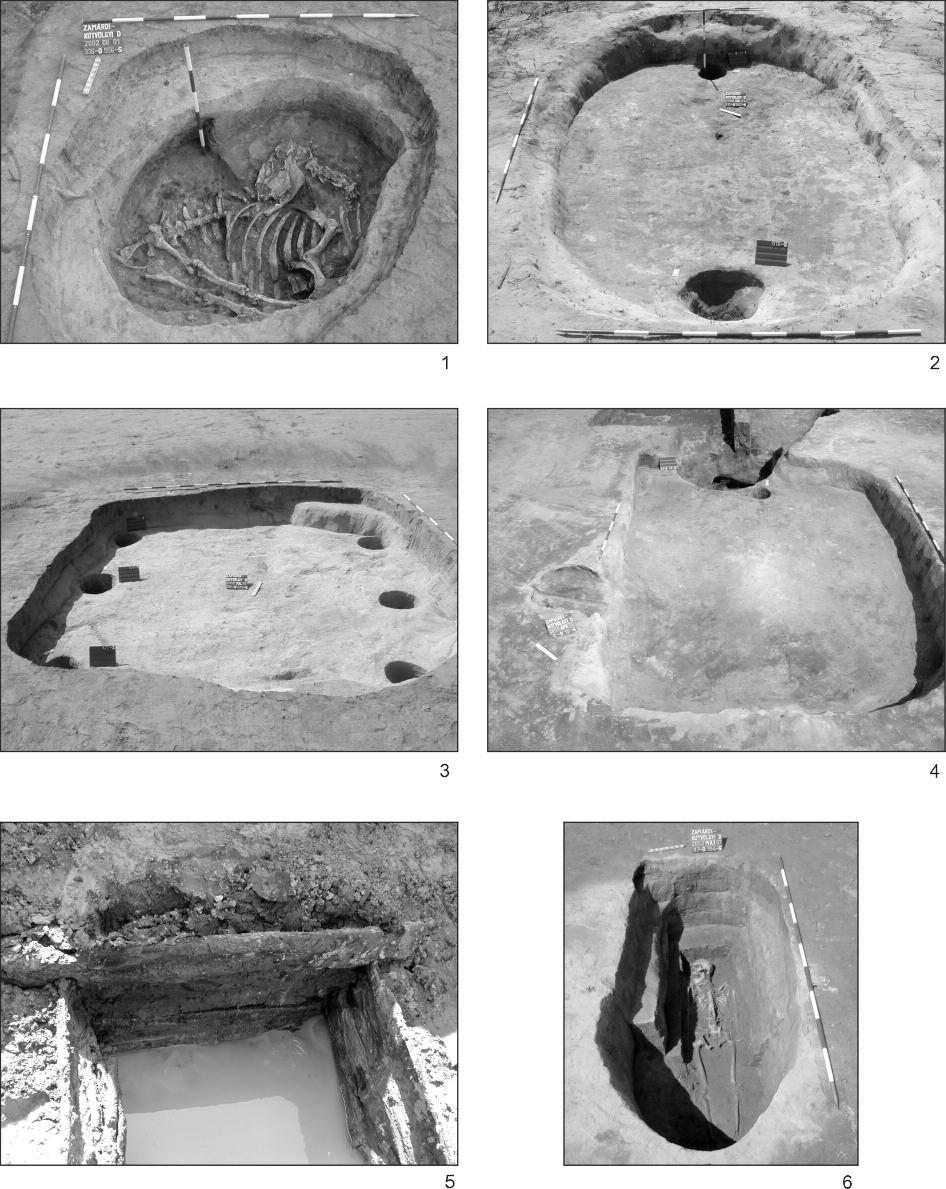 50 HONTI SZILVIA ET AL. XIX. tábla Zamárdi Kútvölgyi-dûlõ 1. Szarvasmarha-csontváz kora bronzkori gödörben (336. objektum), 2. Kelta ház (311. objektum) 3. Népvándorláskori ház (288.
