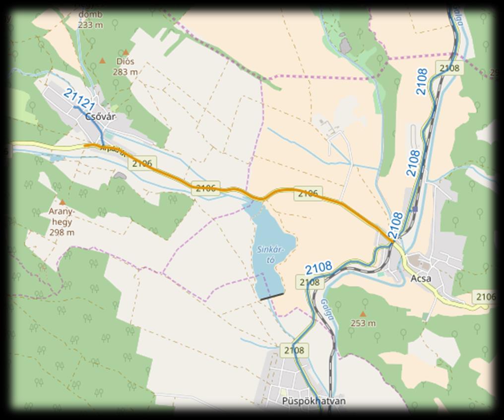 2106 jelű Vác- Acsa- Verseg összekötő út 19+000-23+996 km szelvény A szakasz főbb