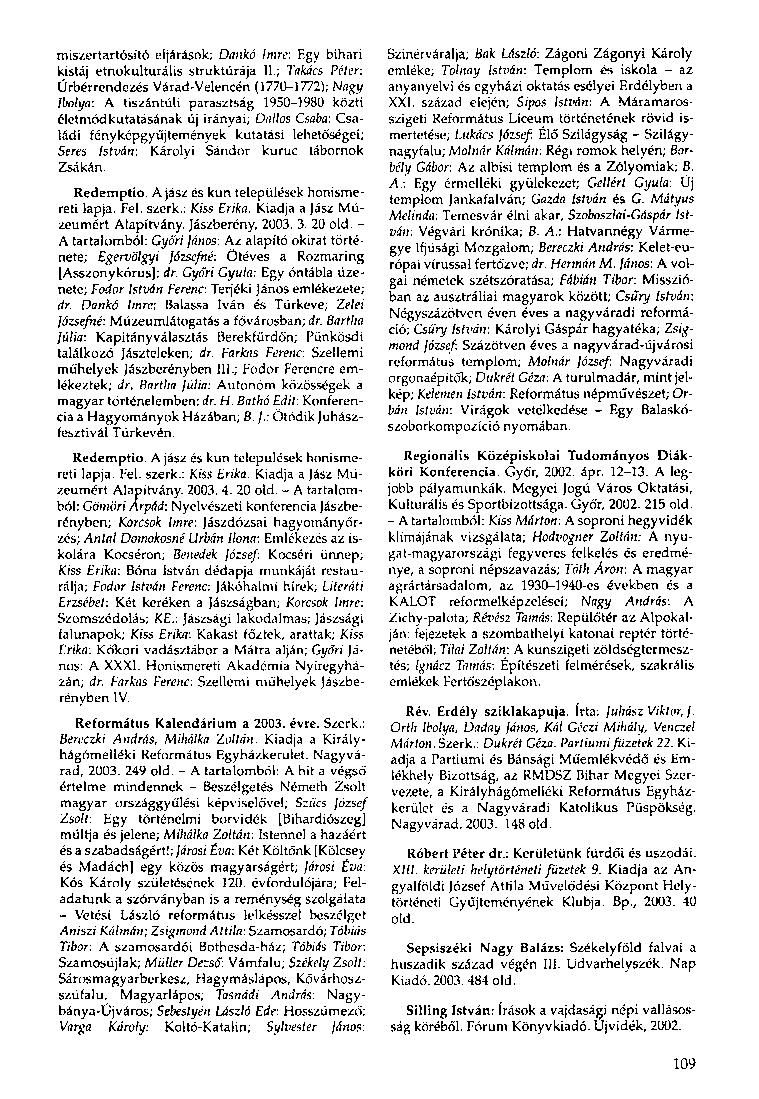 miszertartósító eljárások; Dankó Imre: Egy bihari kistáj etnokulturális struktúrája II.