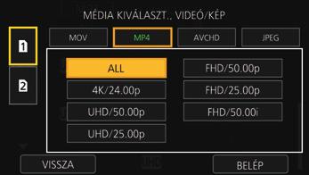 (Ha Ön az [AVCHD] felvételi mód opciót érintette meg) A felvételi formátum opció megérintése után az alábbi ikonok valamelyike fog megjelenni minden egyes bélyegképen. j PS : [PS 1080/59.