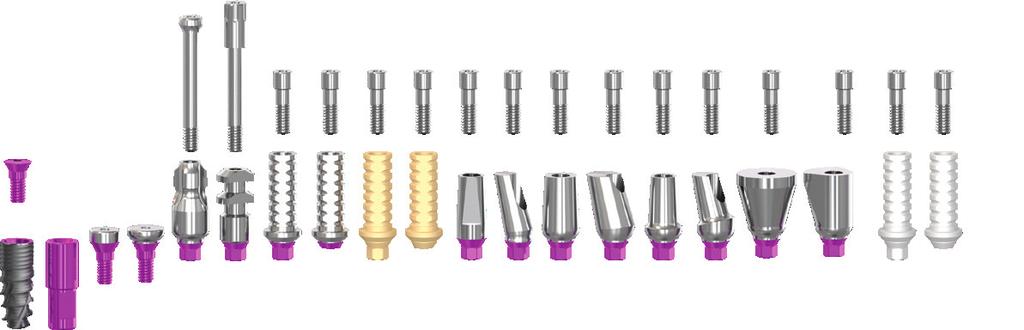 30 A Conefit kétfázisú implantátumok felépítményei 1. Implantátumok FELRAGASZTHATÓ FOGMŰHÖZ PROTETIKAI ELEMEK 2. Technikai implantátum 3. Ínyformázó fej, keskeny 4. Ínyformázó fej, anatómiai 5.