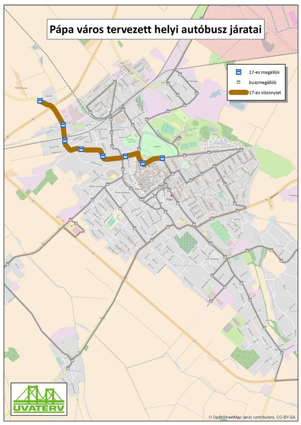 17-es viszonylat: A jelenleg is üzemelő 17-es viszonylat marad meg változtatás nélkül. Autóbusz állomás és Böröllő között közlekedik.