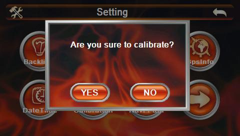 Kalibracios kepernyo (Calibration) - Erintokepernyo kalibralasa szemely szerint Nyomja meg a Yes