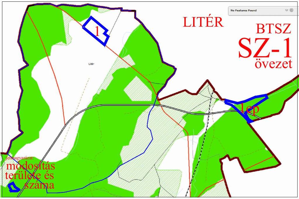 Litér BTSZ szerinti M-1 övezet, mely megfelel a mezőgazdasági térség nagyságának is a TEIR adatai szerint 366,64 ha. Ez csökken az 1.a. módosítás területével, ami 9,3 ha.