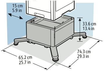 Műszaki adatok Külön beszerezhető szekrény görgőkkel Környezeti adatok Hőmérséklet Üzemi hőmérséklet-tartomány: 10 32 C (50 90 F) Optimális hőmérséklet-tartomány: 15 28 C (59 82 F) Relatív