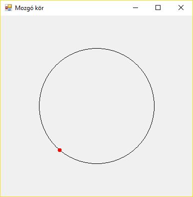 BME MOGI Gépészeti informatika 16. 1. feladat Írjon alkalmazást, melyben egy 4 pixel sugarú, pirosra kifestett kört egy másik körön mozgat! A mozgást időzítő vezérelje!