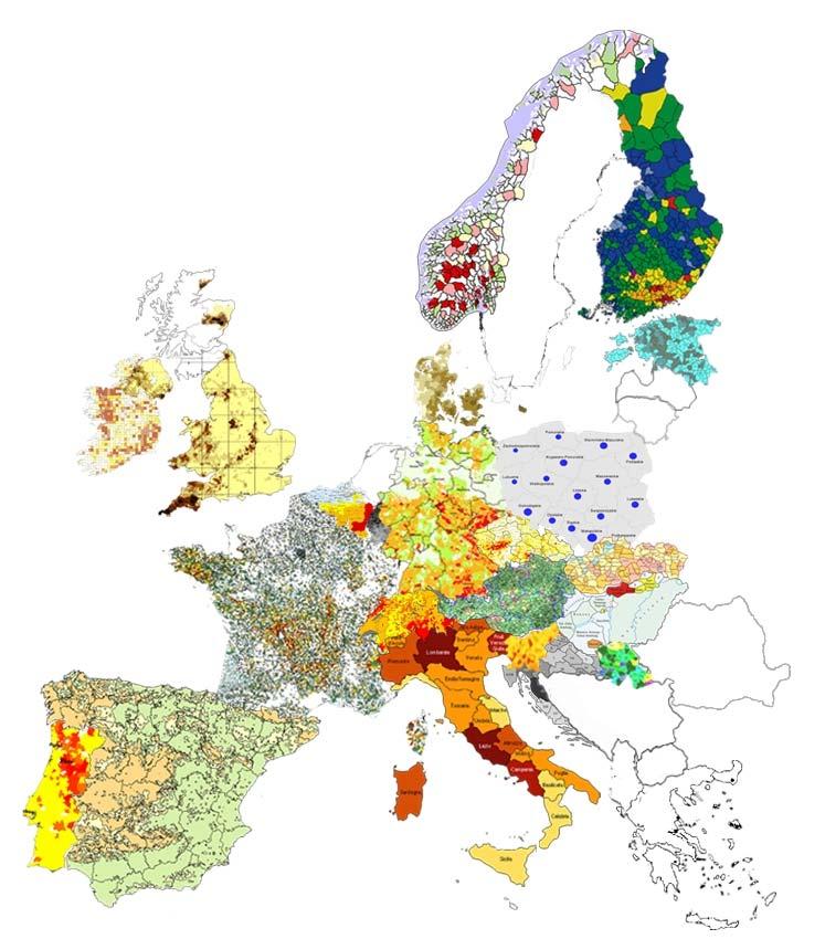 Környezetgeokémia Collage of the European radon maps published by the