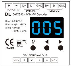 color Input voltage: 85-265VAC 50Hz Dimming Output: 4x(0-10V/10mA) active and 2.