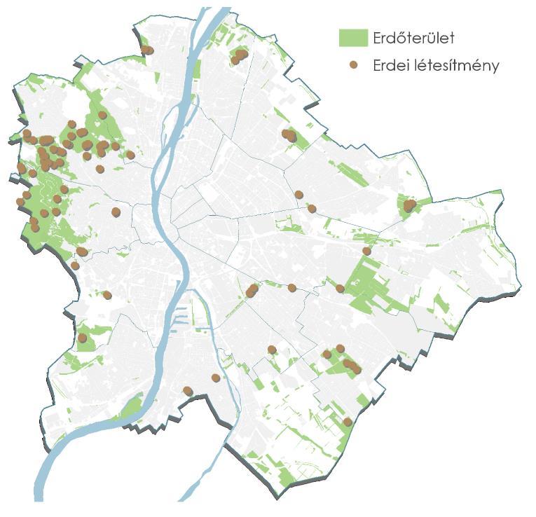 Jellemző, hogy a Budai Tájvédelmi Körzet erdeiben található a közjóléti létesítmények többsége, természetesen a magas látogatottsági adatokból kifolyólag. Kiugróan magas a létesítmények aránya a II.