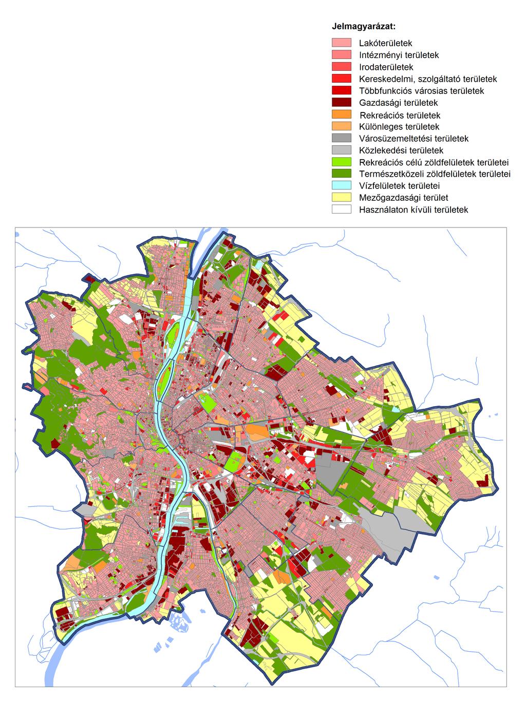 58. ábra: Budapest területhasználata (Forrás: Budapest 2030 Helyzetelemzés) Tulajdonjogi és/vagy