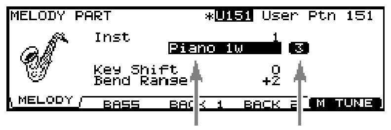 Hangszer számok/ hangszer nevek A hangszínt megváltoztathatja a hangszín számának módosításával.