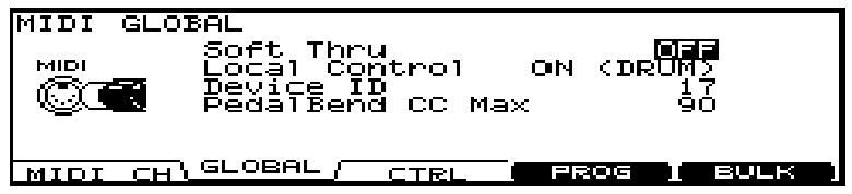 A [SETUP] világítani kezd és a "SETUP" képerny jelenik meg. 2. Nyomja meg az[f1 (MIDI)] - [F1 (MIDI CH)] gombokat. A MIDI CHANNEL képerny jelenik meg.