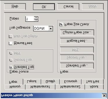 Printer Setup (Nyomtatóbeállítás) lap Ezen a panellapon található a Printer Menu (Nyomtató menü) gomb, amelyet kiválasztva konfigurálhatja a nyomtatóbeállításokat az alábbiakban ismertetett további