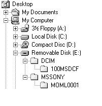 Zobrazovanie obrázkov nahratých na pamä ovej karte Memory Stick v počítači Miesta na ukladanie obrazových súborov a obrazové súbory Obrazové súbory nahraté kamkordérom sa zoskupujú do priečinkov pod