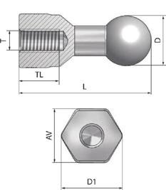 10 * Gömbfejű földelő szegecs 30 -os dőléssel Az M12 adapter valamennyi fent említett földelőgömbbel