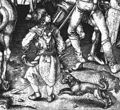 95. ábra Martin Schongauer: Keresztvitel, részlet Érdekes a kisfiú testtartása, mintha teljesen ki lenne csavarodva!