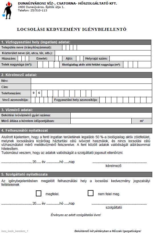 4. számú melléklet Locsolási kedvezmény