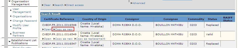 III.3. Újként másol Az új hivatalos beléptetési okmány létrehozására két lehetőség áll rendelkezésre: 1. Az Új gomb használatával üres hivatalos beléptetési okmányt hozhat létre 85 2.