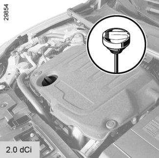 MOTOROLAJSZINT: utántöltés, feltöltés (3/3)/MOTOROLAJ-CSERE 1 2 Motorolajcsere Gyakoriság: kövesse a Jótállás és karbantartás c. füzet utasításait.