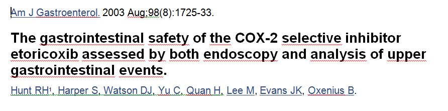 ETORICOXIB VS IBUPROFEN Konklúzió: a 120 mg etoricoxib szedése mellett az endoszkópos fekélyek száma szignifikánsan alacsonyabb volt, mint 2400 mg
