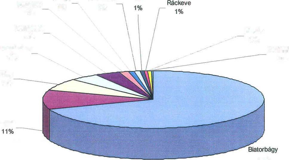 Település eloszlás 2011 Biatorbágy esetszám: 49 362 Budaörs 1% Sóskút 1% ZsániJék 1% Érd Budapest 4% Herceghalom 4% Mr /- Páty 7% ---_ --_ Bicske 0% Törökbálnt ==-:-- 0% Byek 11% -- 69% 4.