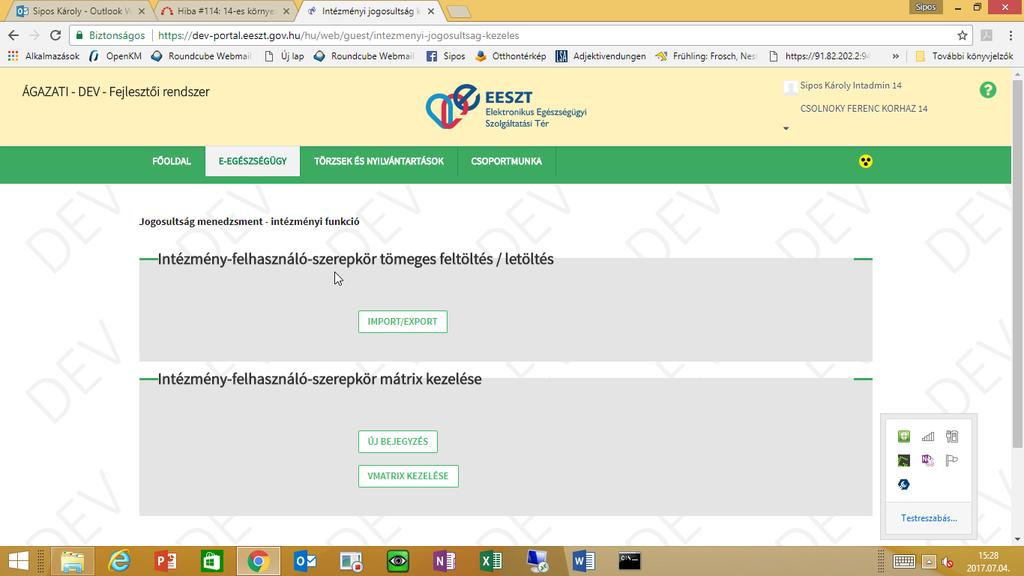 A megjelenő képernyőn, a felső részen válaszható ki a csv állományokon