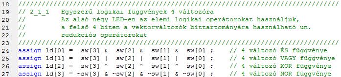 Lab2_1_1 feladat Egybites változókként