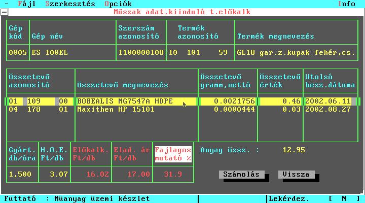 11. MiP Műanyag-ipari Kft ADATBÁNYÁSZATI esetpélda a termelési adatnyilvántartási OLTP rendszer adataiból (4.6.11. I.