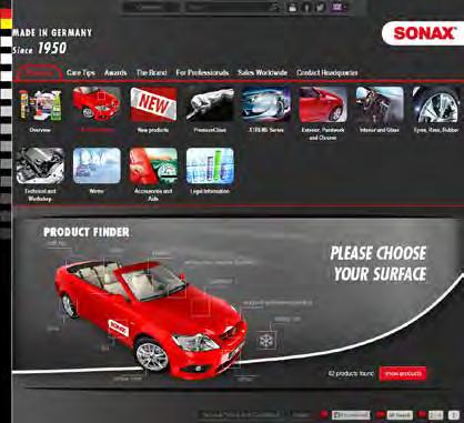 A teljes SONAX termékválaszték, a termékekkel és a megfelelő felhasználói tippekkel
