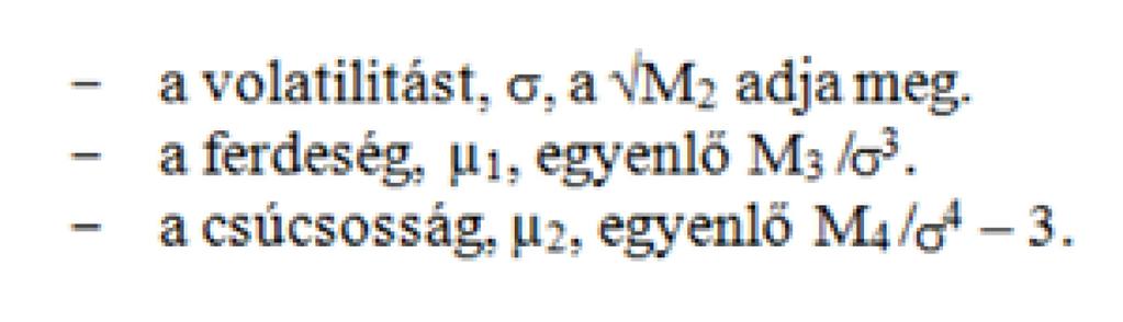 ahol ri a hozamtörténet i-edik időszakában mért hozam. 13. A (VEV) kiszámítása: VEV = { (3.842 2* VaR HOZAMTÉR ) -1.96} / T ahol T az ajánlott tartási idő hossza években. 14.