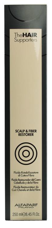 The Hair Supporters Scalp & Fiber Restorer hajrost- és fejbőr-helyreállító fluid Különleges, kettős hatású, parabénmentes fluid, amely segít helyreállítani: 1.