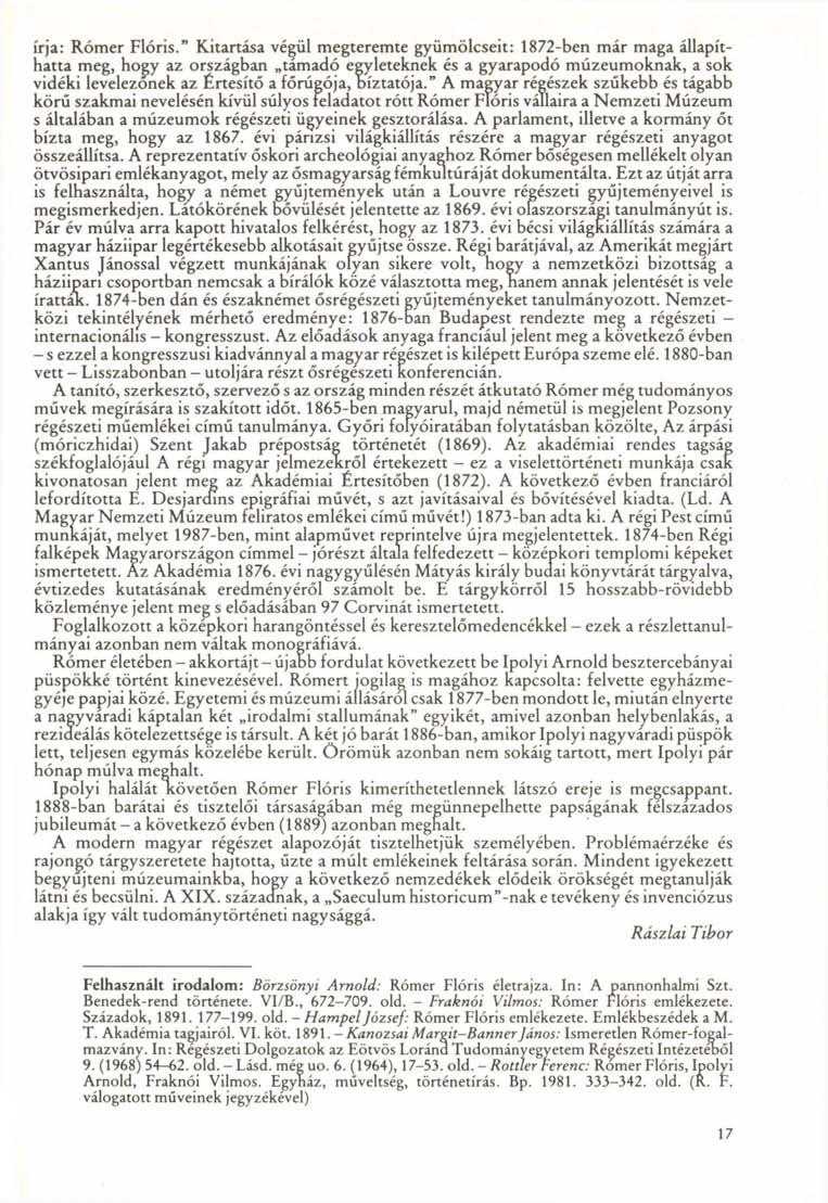 írja: Rómer Flóris.