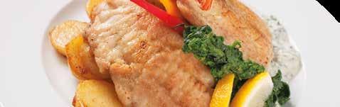 HAL ÉTELEK FISCH GERICHTE FISH DISHES HARCSAFILÉ SPENÓTOS SAJTMÁRTÁSSAL, PIRÍTOTT BURGONYÁVAL Welsfilet vom Grill mit Spinat und Käsesosse, Röstkartoffeln / Catfish fillets