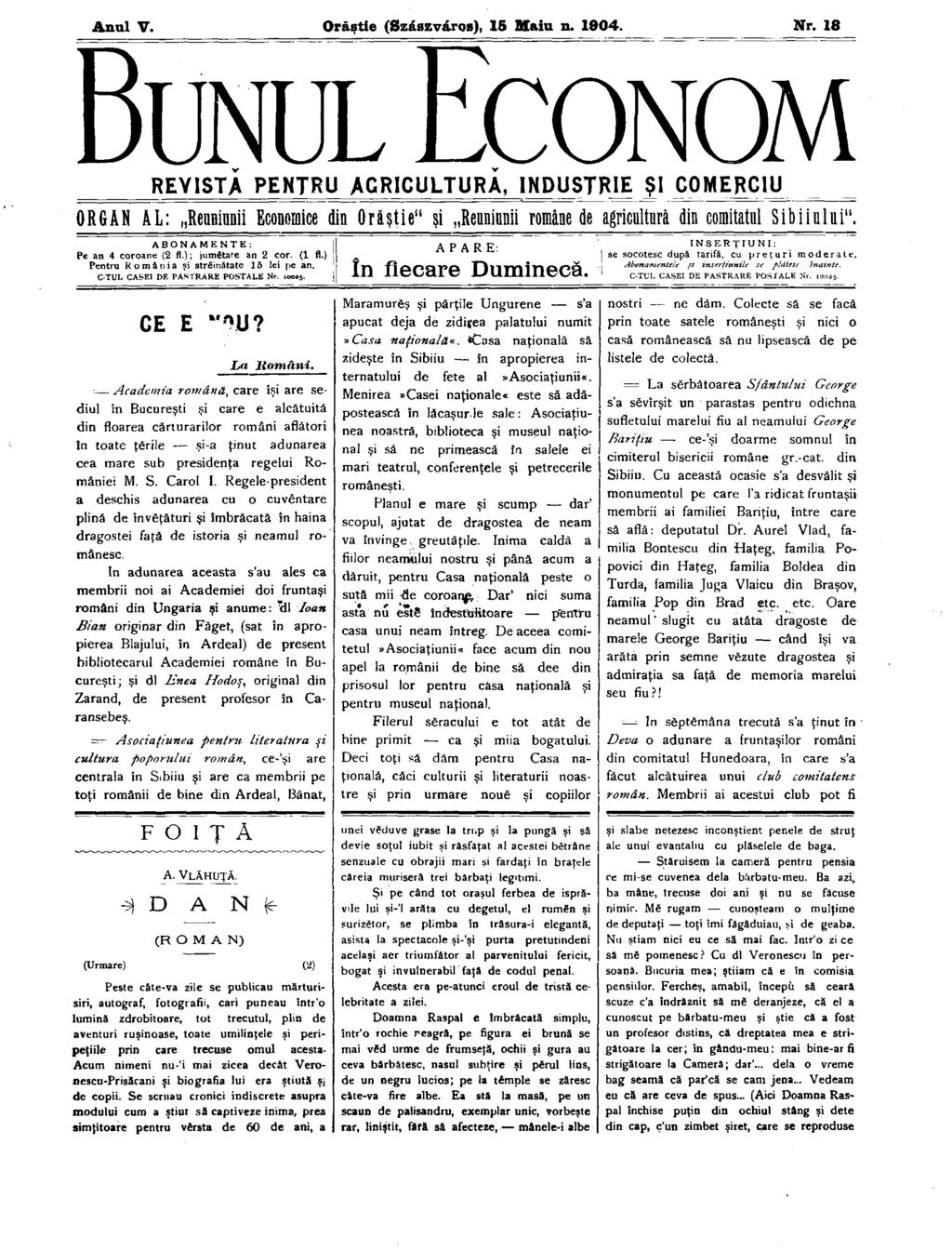 Anul V. Orâştie (Szászváros), 15 Maiu n. 1904. Nr.