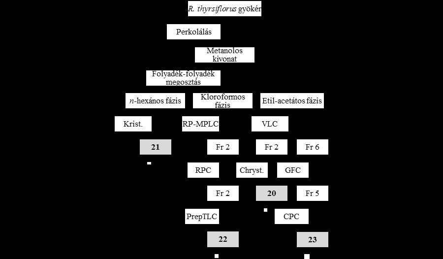 thyrsiflorus vegyületeinek izolálása A vegyületek szerkezetét tömeg- és NMR