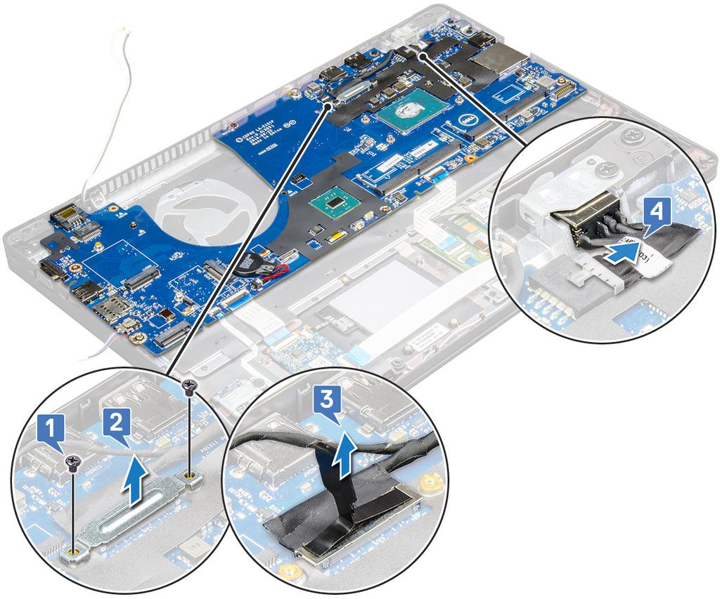 a b c d e f g h i j k SIM-kártya modul alapburkolat elem WLAN-kártya WWAN-kártya SSD-kártya vagy merevlemez-meghajtó memóriamodul hűtőborda gombelem Tápcsatlakozóport váz kerete 3 Az alaplap