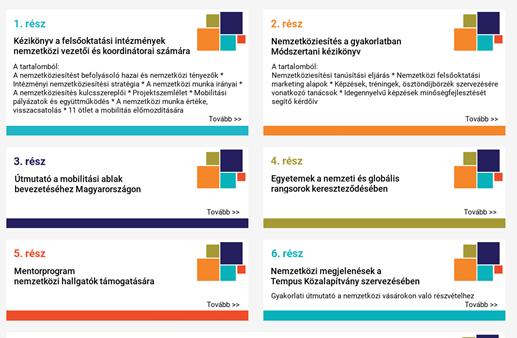 KÉZIKÖNYVEK Kézikönyv a felsőoktatás nemzetköziesítéséhez Közvetett képzési lehetőségek a CM projektben Nemzetközi