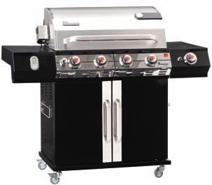 grillfelület 65 44 cm dupla falú fedél frontpanel rozsdamentes acélból hőmérő a fedélben